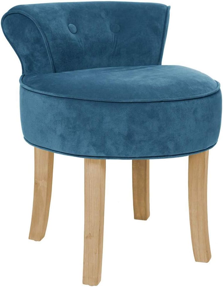 Vanity Stool Velvet Look Colour Blue Amazon Co Uk Kitchen Home