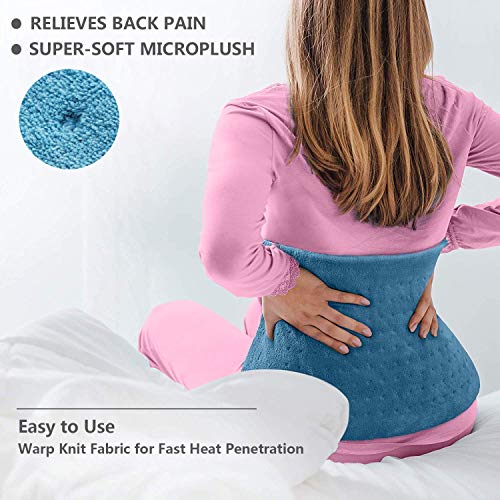Schiara XL Electric Heating Pad for Back Pain - Moist or Dry Heat Therapy for Neck and Shoulders Pain Relief or Cramps - Fast Heating Extra Large [12"x24"] - Auto Shut Off - Thumbnail 3
