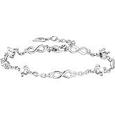 925 Sterling Silver Bracelets for Women Teens, Love Heart Charm Chain Bracelet Bangle Fashion Jewelry Gifts