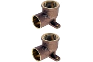 EZ-Fluid 1/2-inch Nominal Copper Sweat X 1/2" Fip Threaded Drop Ear Elbow Fitting C by F, LF Brass Shower Drop Era 90 Degree Elbow with Sweat Socket and Female Threaded Plumbing Fittings (2)