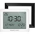 ALFAJR Automatic Worldwide Digital Azan/Athan/Nimaz Prayer Wall and Desk White Clock CF-19 with Detachable Frame (Black)