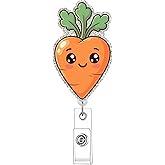 Easter Carrot Rabbit Retractable Badge Reel ID Tag, with Alligator Clip,24in Nylon Cord, Nurse Office Employee Name Badge