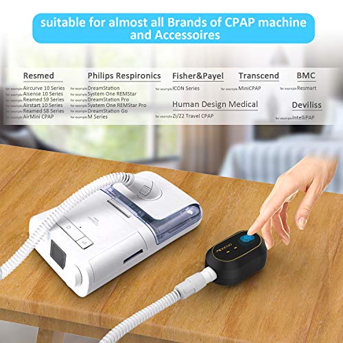 CPAP Cleaner and Sanitizer, Moocoo 2020 Newest Portable Rechargeable Ozone CPAP Cleaning Machine Bundle Includes T Adapter, Sealed Bag and Heated Hose adapters