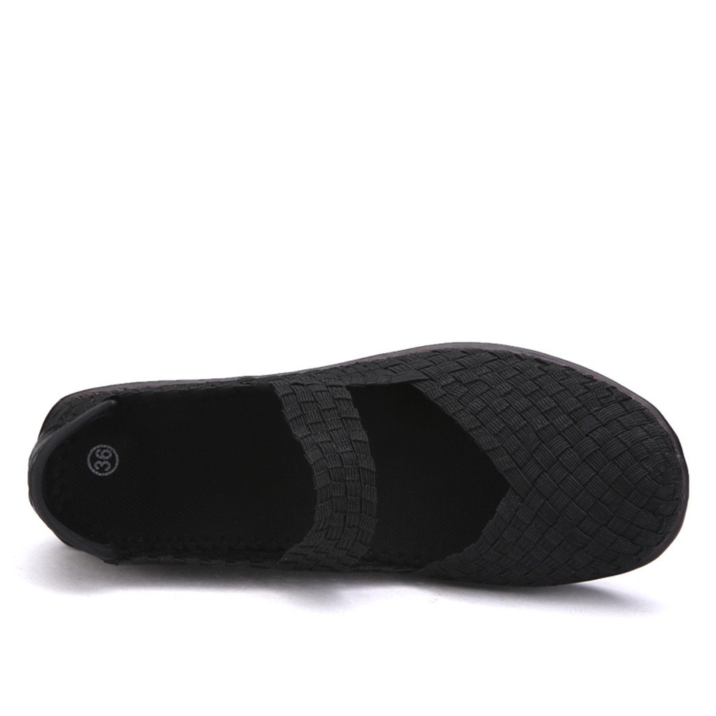 Ruiatoo Women\'s Woven Wedge Pump Casual Platform Sandals Shoes Black 39