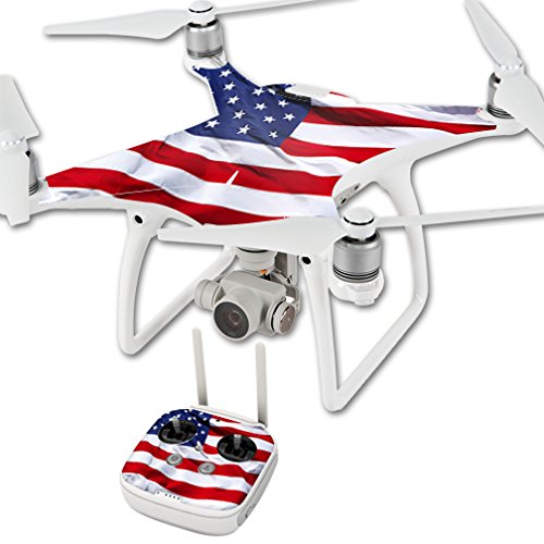 MightySkins Skin Compatible with DJI Phantom 4 Quadcopter Drone wrap Cover Sticker Skins American Flag - Thumbnail 3