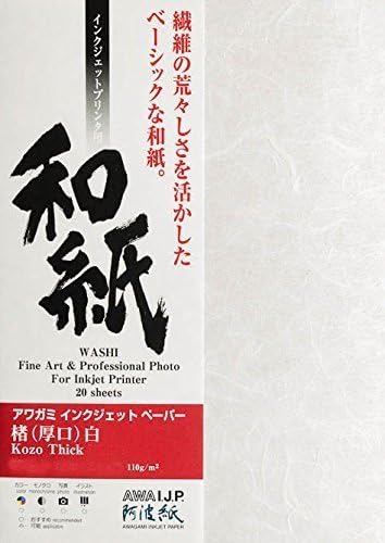 Awagami Kozo Thick Natural Fine Art Inkjet Paper, 110gsm A2 (16.54" x 23.39") 10 Sheets