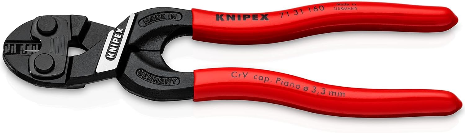 KNIPEX Cobolt S Compact Bolt Cutters with Recess in the Cutting Edge with Plastic Coating 160 mm, 71 31 160