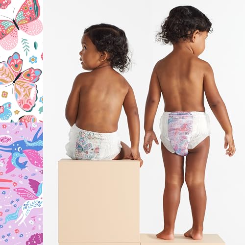 The Honest Company Clean Conscious Training Pants for Sensitive Skin | Hypoallergenic, Fragrance Free | Magical Moments + Butterfly Kisses | Size 4T/5T (38+ lbs), 48 Count
