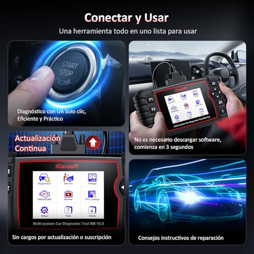 iCarsoft MB V3.0 OBD2 Car Diagnosis Machine for Ben.z/Sprinter/Smart, Bi-directional Scanner Whole System, 35 Functions Reset, Battery Test, Auto Vin, Lifetime Updates