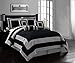 Grand Linen 7-Piece Black and Grey Micro Suede Comforter Set Bed-in-a-Bag King Size Bedding