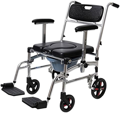 Lxn Healthcare Folding Portable Fixed Height Mobile Commode and Over Toilet Chair,Shower Chair with Wheels and Brakes