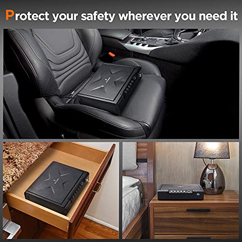 SYCEES Biometric Fingerprint Gun SafeQuick Access,100 Fingerprints,Backlit Keypad, Silent Entry