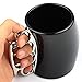 MOACC Fist Cup Brass Knuckle Duster Coffee Mug Creative Ceramic Coffee Milk Tea Fist Mug Cup Cool Gift (Black with Silver Handle)