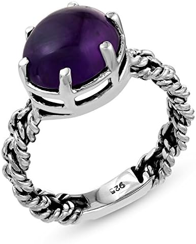 Genuine Gemstone Ring - .925 Sterling Silver Ring- Amethyst Ring | Valentine Gifts for Her