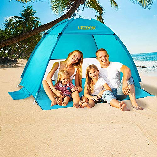 Leedor Sun Shelter Easy Setup Pop Up Beach Tent Portable Baby Canopy Quick Instant Automatic Sport Umbrella Sun Shade with 50+ UV Protection for Outdoor 3-4 Person - Thumbnail 6