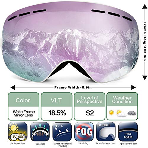 Juli Ski Goggles,Winter Snow Sports Snowboard Goggles with AntiFog