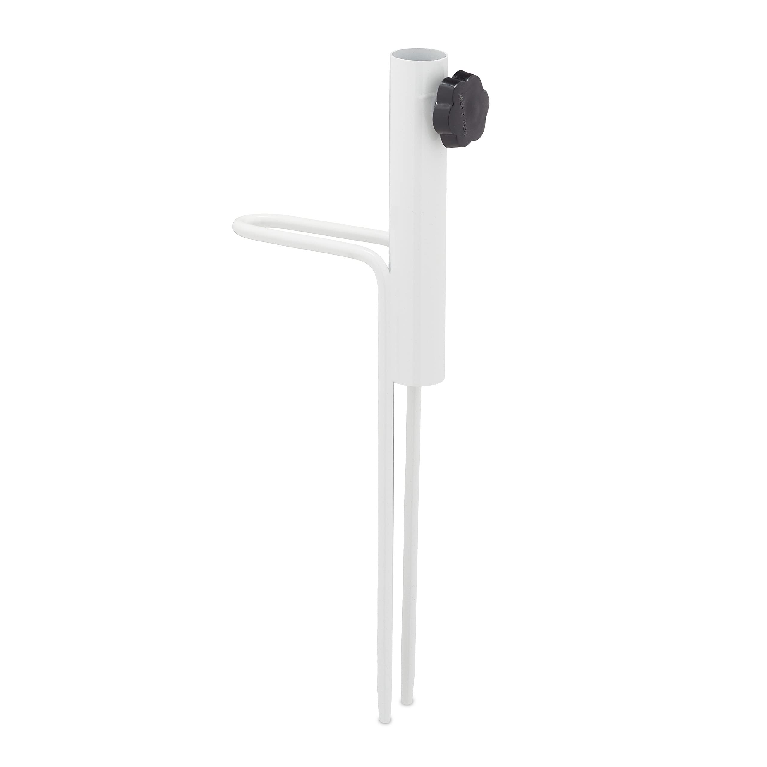 Relaxdays Parasol Spike for Poles 17-23 mm, for Garden, Camping & Beach, Stable Fix, Steel, 31 x 13 x 3 cm, White