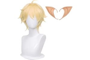 AICOS Alacos Traveler-Aether Wig, Aether Cosplay Wigs with Braid, Anime Blonde Wig Perfect for Multiple Roles Cosplay Halloween Party(TRAVELER-Aether)