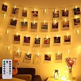 Magnolian Led Photo Clip Remote String Lights, Magnoloran 20 LEDs Battery Operated Fairy String Lights with 8 Modes Choice, 7.2 Feet, Warm White
