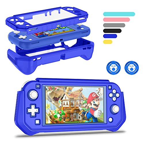 Protective Case for Nintendo Switch Lite,Full Protection Switch Lite Cover,TPU Shock-Absorption and Anti-Scratch for Nintendo Switch Lite Skin with Bult-in Screen Protector&Thumb Grip Caps,Navy Blue