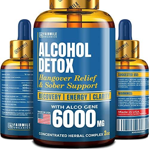 Advanced Liver Detox & Hangover Cure - Made in USA - with Natural Herbal Blend 6000MG - Great Hangover Prevention - Healthy Liver Cleanse & Alcohol Detox - Better Absorption Than Hangover Pills