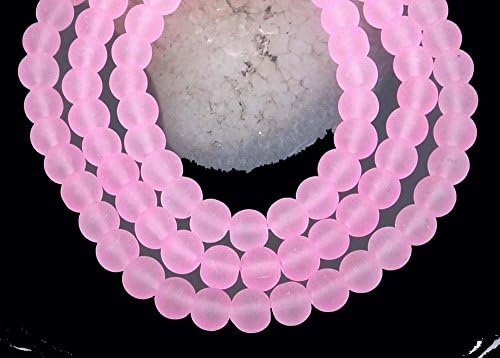 SpkBead 50 Czech Frosted Sea Glass Round Beads Matte Hot Pink Jewelry Making Stone Craft (Free Photo Ebook)