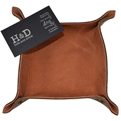 Leather Catchall Change Key Wallet Coin Box Tray Storage Valet Handmade by Hide & Drink :: Cinnamon
