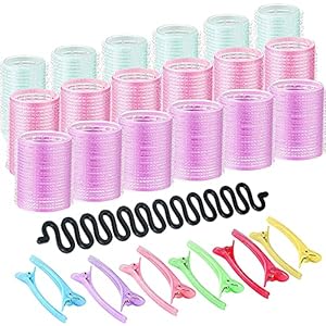 FREDYs-31-Pieces-Hair-Rollers-Set--18-Self-Grip-Hair-Curlers-12-Duckbill-Sectioning-Clips-and-1-Centipede-Shape-Hair-Clip-for-Barber-Salon-Hair-Dressing-Rollers-44mm-30mm-and-25mm FREDY’s 31 Pieces Hair Rollers Set – 18 Self Grip Velcro Hair Curlers,12 Duckbill Sectioning Clips and 1 Centipede Shape…