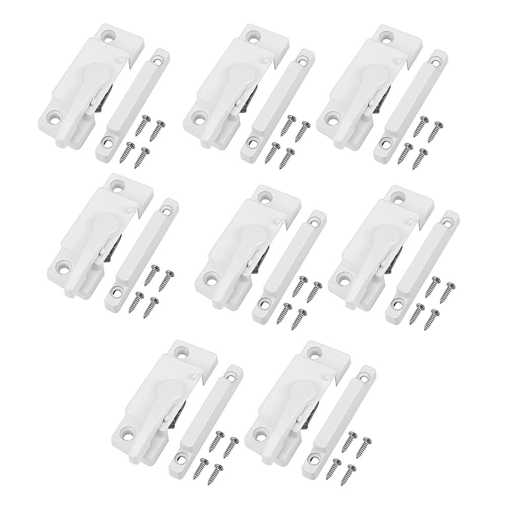 Hopbucan Window Sash Locks, 8 Pack White Window Sash Locks & Latches Replacement for Anti-Theft Protect Family Security