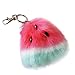 SUPPION Watermelon Rabbit Fur Ball Keychain Bag Plush Car Key Ring Car Key Pendant (Hot Pink)