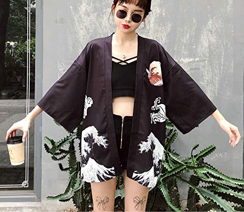 Kimonos Woman Japanese Kimono Cardigan Cosplay Shirt Blouse for Women Beach Kimono Q721,1,One Size