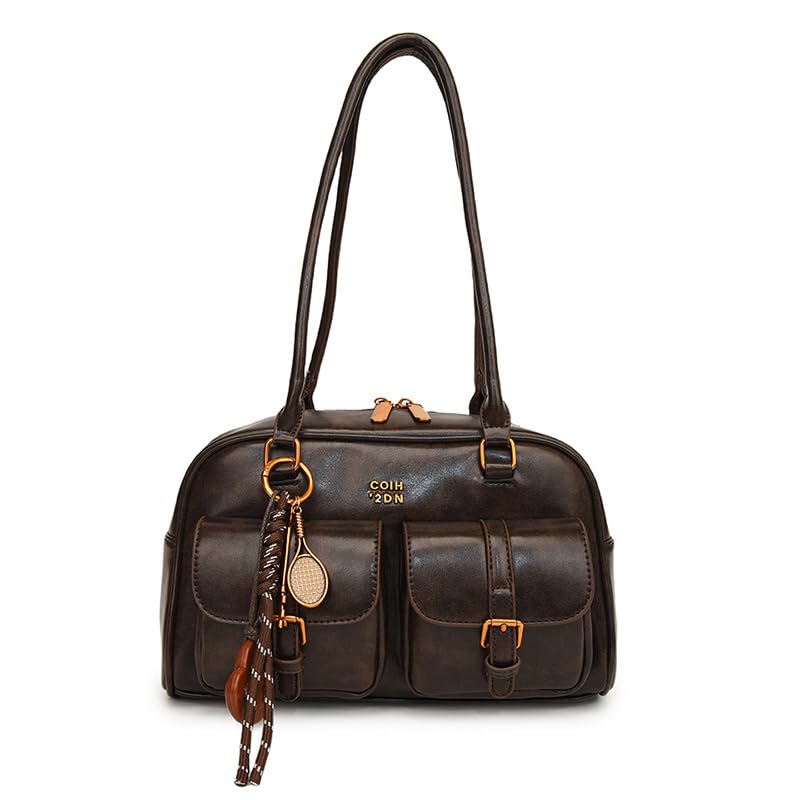 GSenhui Boston Women's Vintage Shoulder Bag, Small Handbag with Multiple Pockets, Double Bag, Shoulder Bag, Bow Tote Bag, Handbags for Travel, Work