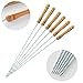 iGoods [ENLARGED]Stainless Steel BBQ Barbecue Grill Basket With Removable Wood Handle,-Grilling Basket Pan for for Fish, Vegetables-Griller Grid Grate Roast for Steak, Shrimp, Chops, BBQ Tool