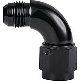 Podavelle 90 Degree 6AN Male to 6AN Female Swivel Full Flow Fitting Adapter Coupler Aluminum Black