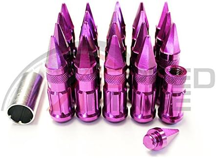 Z RACING Steel Spike Lug Nuts 20 Pieces with Socket Key - 12x1.5mm - Purple