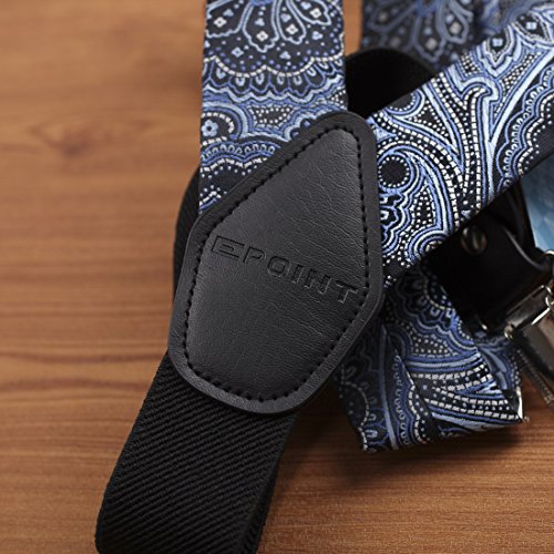 EFBB0039 Grey Blue Patterned Extendable Microfiber Y-Back Suspenders Stainless Steel Clip Popular For Graduation By Epoint