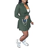 Women 2 Piece Outfits Tracksuit Sets Long Sleeve Zipper Jacket Crop Top and Mini Skirt Skort Set Casual Workout Sweatsuits