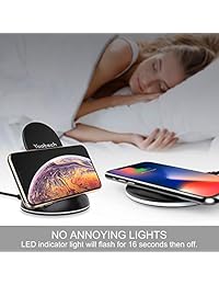 Yootech   Cargador inalámbrico ultrafino para iPhone X 8 8 Plus, 10 W para Samsung Galaxy S9 S9 Plus Note 8 S8 Plus y más (sin adaptador de CA)