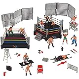 Ultimate 32-Piece Wrestling Playset for Kids | WWE Wrestler Warriors Toys with Ring &amp; Realistic Accessories | Fun Miniature Fighting Action Figures | Includes 2 Rings | Idea