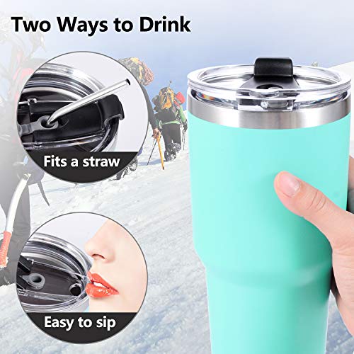 Toopify 30 oz Tumbler with Straw Lid and Brush, Stainless Steel Double Wall Vacuum Insulated Tumbler Cups