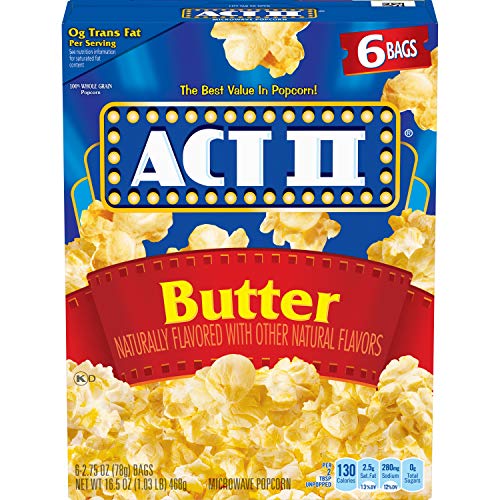 Act II Popcorn Butter, 2.75 Ounce Bags, 6-Count, Pack of 6