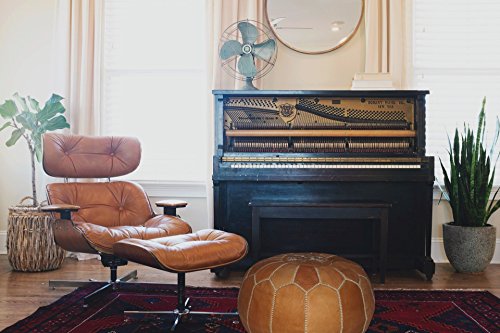 image for nomad&fashion set of 2 handmade leather Moroccan poufs ottoman round f