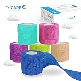 FriCARE Nonwoven Self-Adhesive Bandage, Self-Adherent Cohesive First Aid Medical Wrap, Elastic Althetic/Vet Tape for Wrist 2 Inches Wide (Rainbow, 6 Pack)