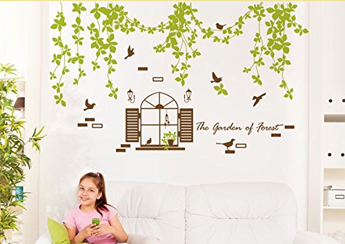 TOTOMO Green Vine Wall Decals Stickers for Bedroom Sofa Backdrop Wall Décor Art