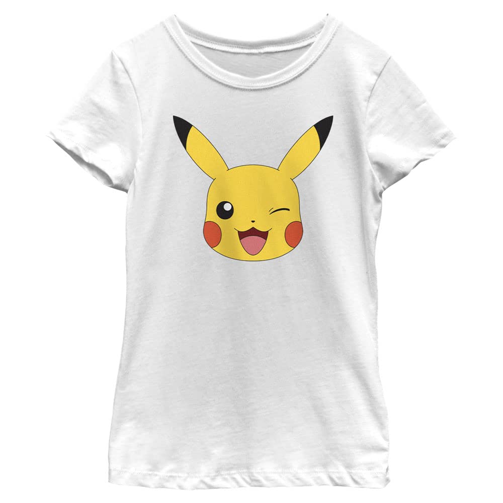 Photo 1 of  XS KIDS Pokemon Pikachu Big Face Girls Short Sleeve Tee Shirt White XS KIDS