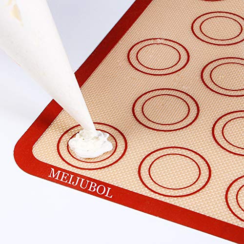 MEIJUBOL Silicone Baking Mat Set of 2 Half Sheet (16-1/2" x 11-5/8") Non Stick Heat Resistant BPA Free Macaroon Mat Pan Tray Liner for Bake Pastry Cookie Bread