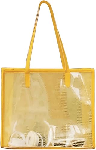 Amazon Smisub クリアバッグ ビニールバッグ エコバッグ 透明バック ストート バッグ Pvc 小物入れ ファッション 収納 防水 大容量 丈夫 イエロー 37 29 13cm エコバッグ 買い物バッグ