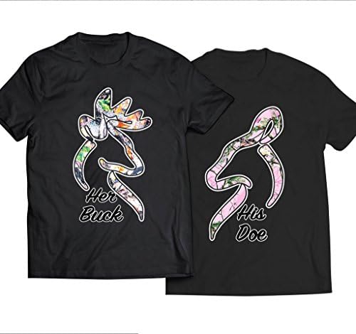 Her buck his doe Love Couples Unisex Black T-Shirt - couples apparels