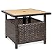 Best Choice Products Wicker Side Table with Umbrella Hole, Square PE Rattan Outdoor End Table for Patio, Garden, Poolside, Deck w/UV-Resistant Frame, Storage Space - Brown