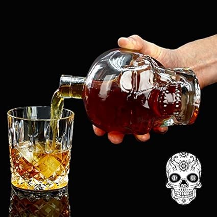 Biaba Collection BIG Size 550 ml Skull Head Bottle Flask Crystal Decanter Zombie Shaped Glass Pourer for Alcohol Whisky Wine Vodka Juice Drinks liquor or showpiece*Bar Accessories > Wine Accessory Sets